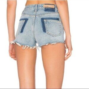 GRLFRND Revolve Cindy High Rise Button Fly Distressed Raw Hem Denim Jean Shorts